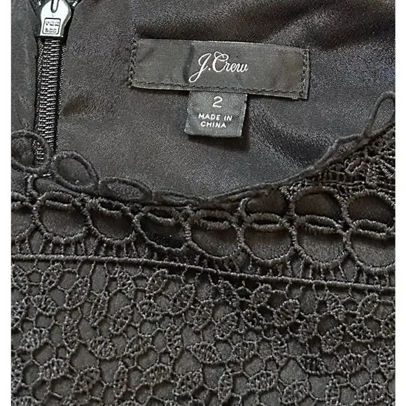 J. Crew Cap Sleeve Ruffle Dress in Mixed Lace Black Size 2 - Picture 14 of 16
